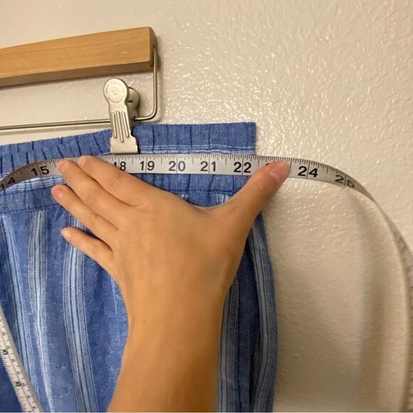OLD NAVY high waist Linen coastal blue Stripe Wide Leg pull on plus pants XXL - Picture 8 of 11